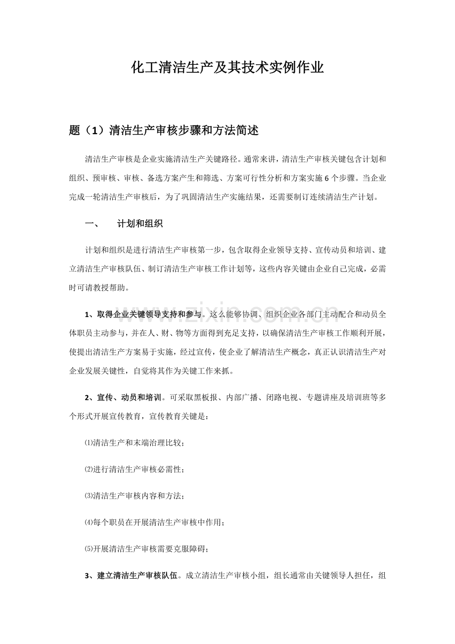 化工工艺与清洁生产模板.docx_第1页