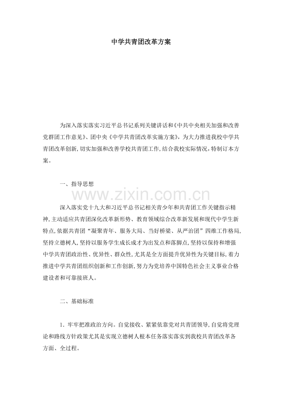 中学共青团改革专项方案总结报告模板.doc_第1页