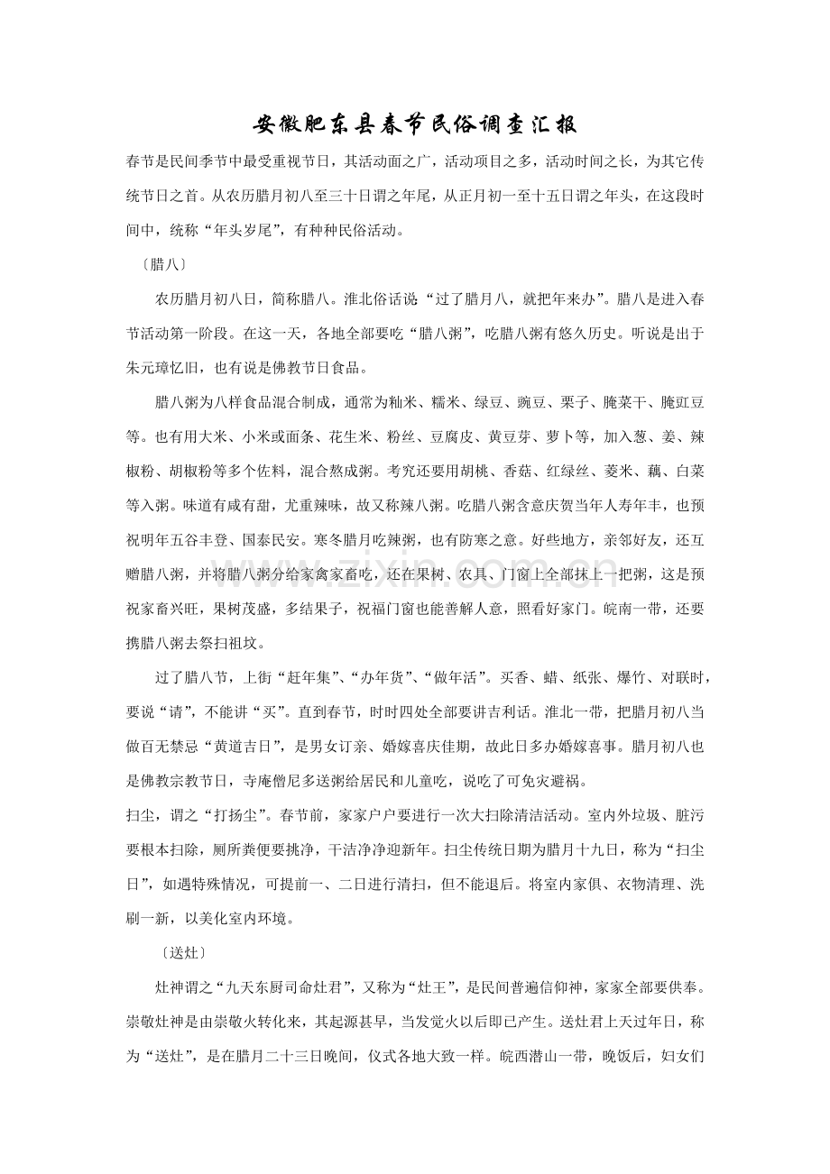 安徽肥东县春节民俗调查分析报告.docx_第1页