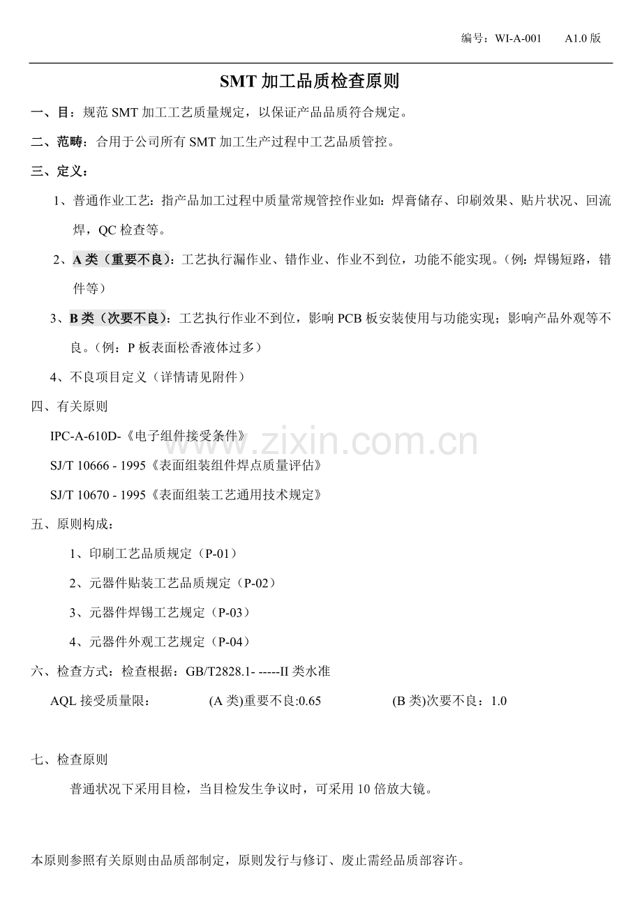 SMT贴片外观基本工艺检验统一标准.doc_第1页