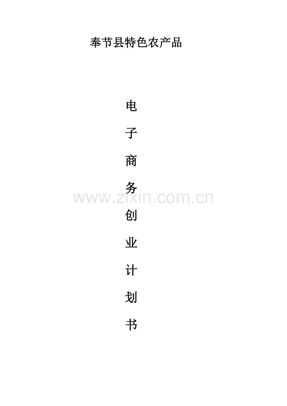 奉节县特色农产品电子商务创业专项计划书.docx_第1页