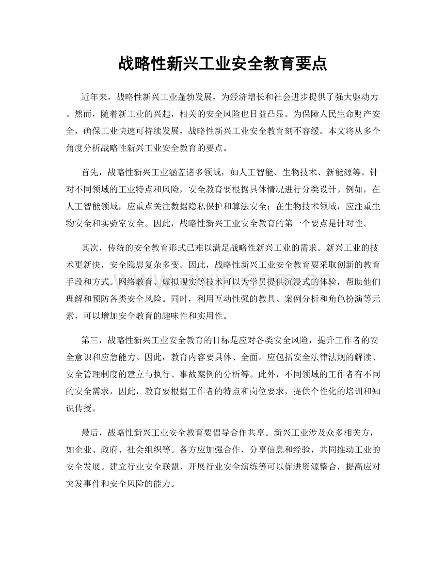 战略性新兴工业安全教育要点.docx_第1页