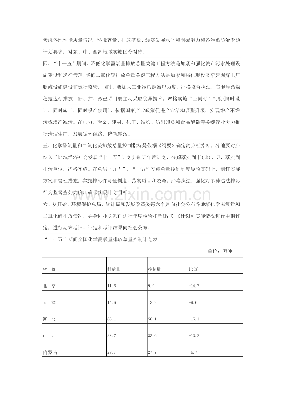 十一五期间全国主要污染物排放总量控制专项计划.docx_第2页