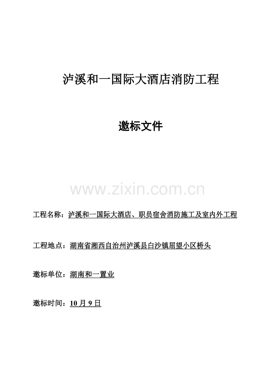 国际大酒店消防工程邀标文件模板.doc_第1页