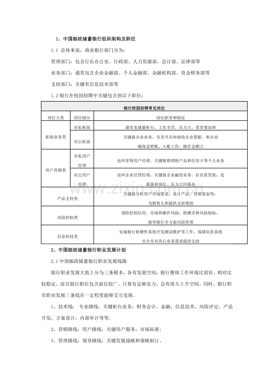 中国邮政储蓄银行组织架构及职业发展规划方案.doc_第1页