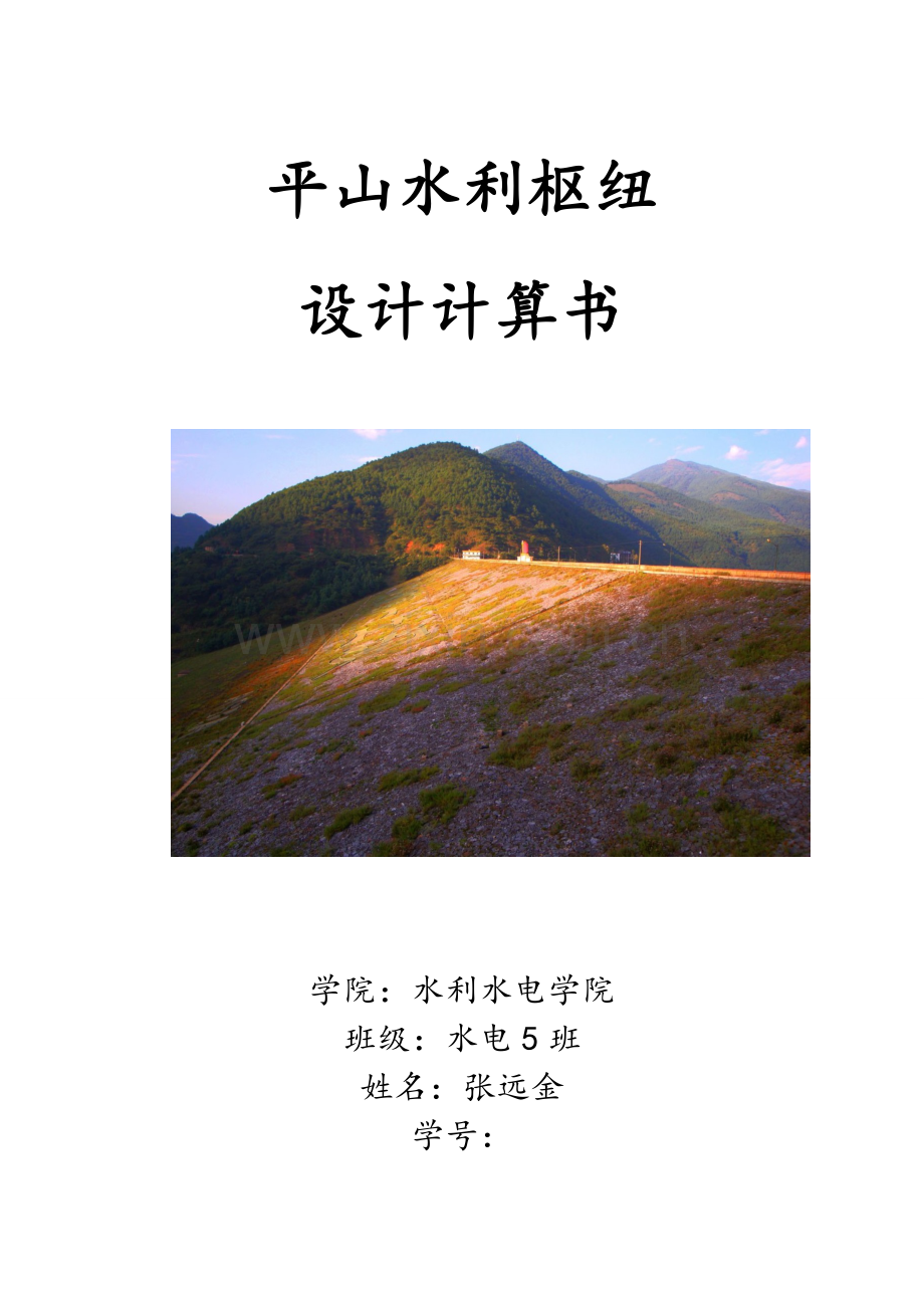 平山水利枢纽设计项目说明指导书.doc_第1页