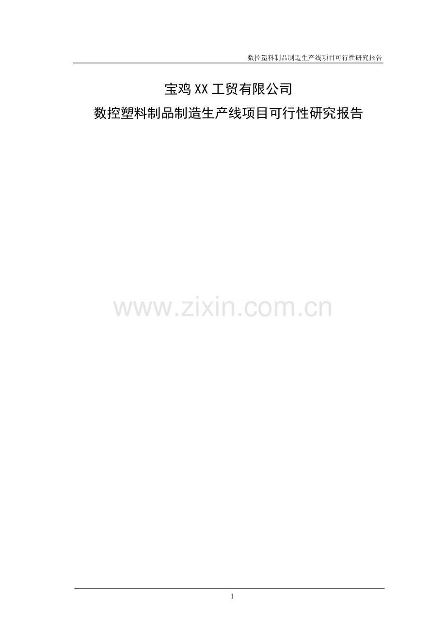 数控塑料制品生产线项目可行性研究报告书.doc_第1页