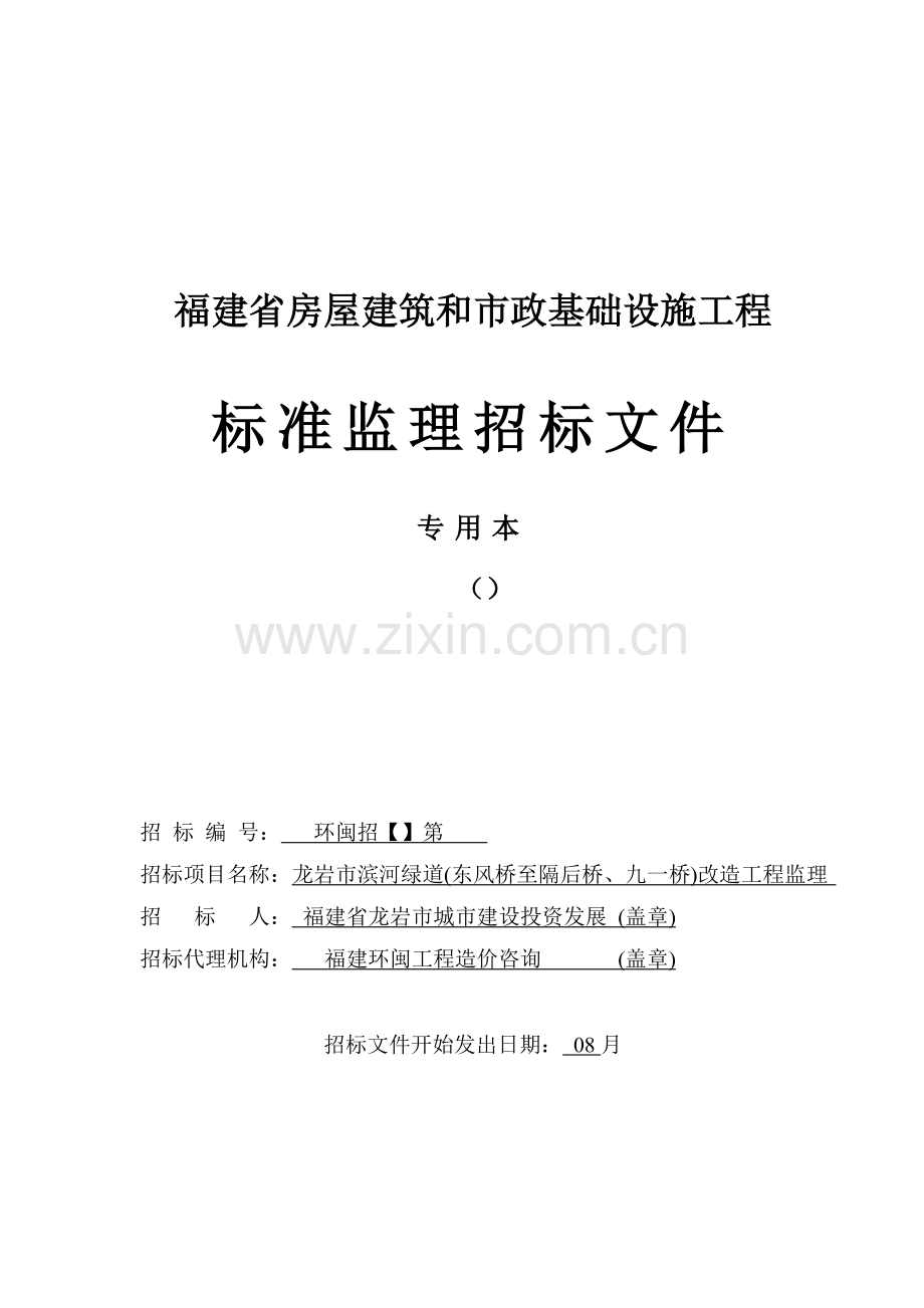 市政基础设施工程标准监理招标文件模板.doc_第1页