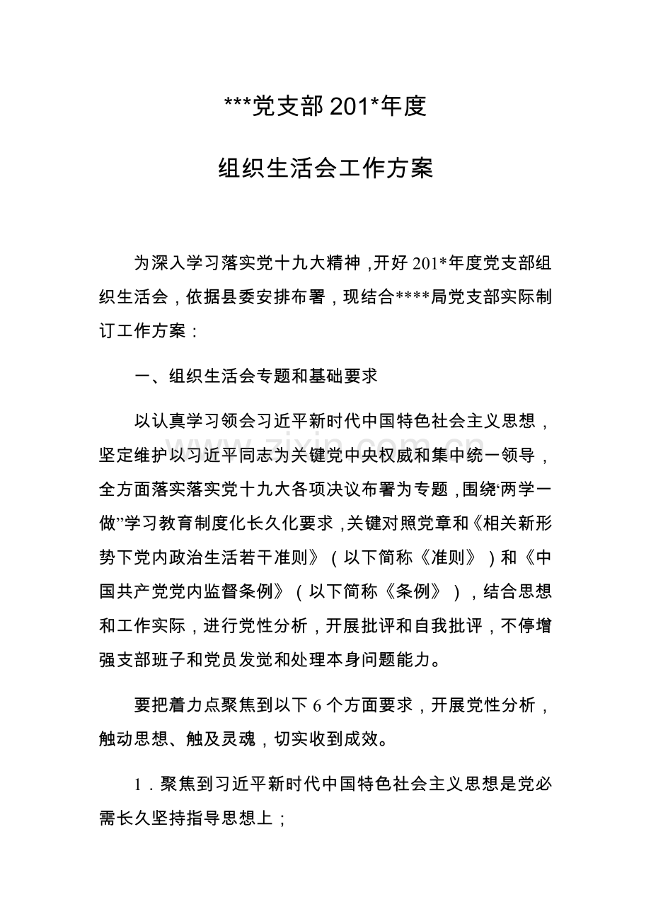 党支部组织生活会工作专业方案.docx_第1页