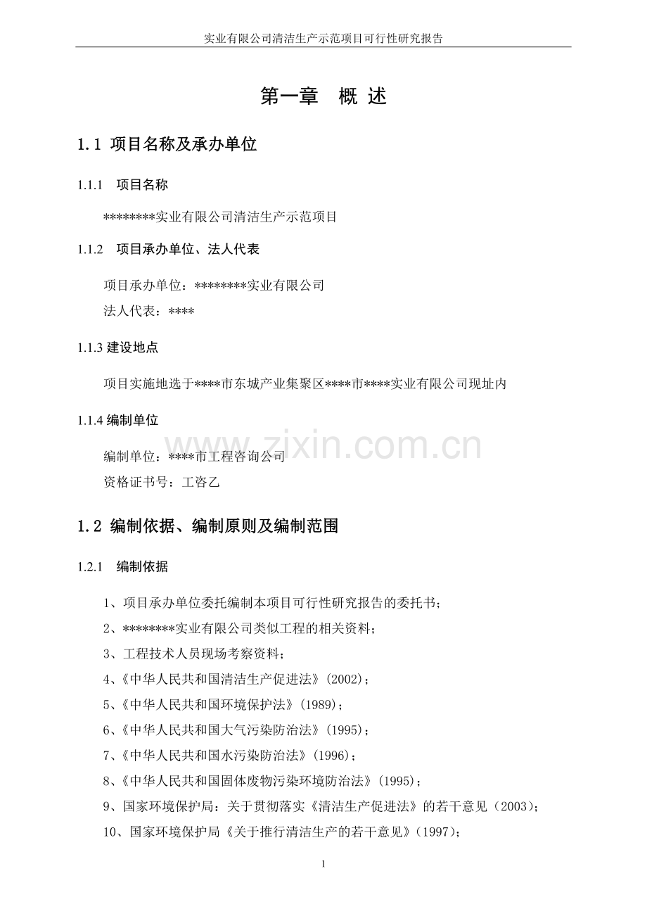 2016年清洁生产示范新建项目建设可研报告.doc_第2页