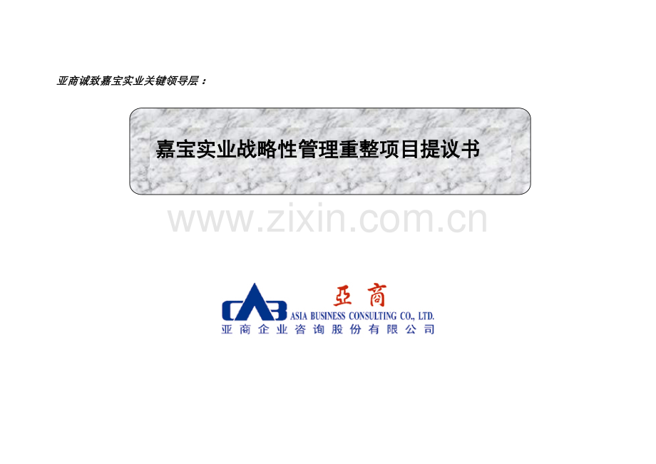 实业公司战略性管理重整的项目建议书模板.doc_第1页