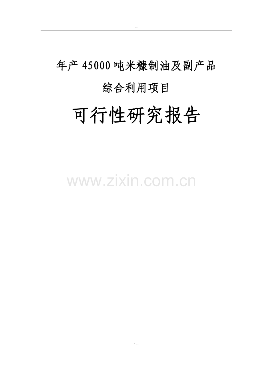 年产45000吨米糠制油项目建设可行性研究报告.doc_第1页