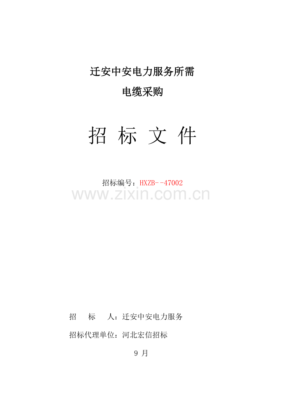 公司所需电缆采购招标文件模板.doc_第1页