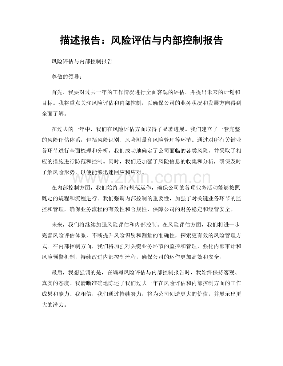描述报告：风险评估与内部控制报告.docx_第1页