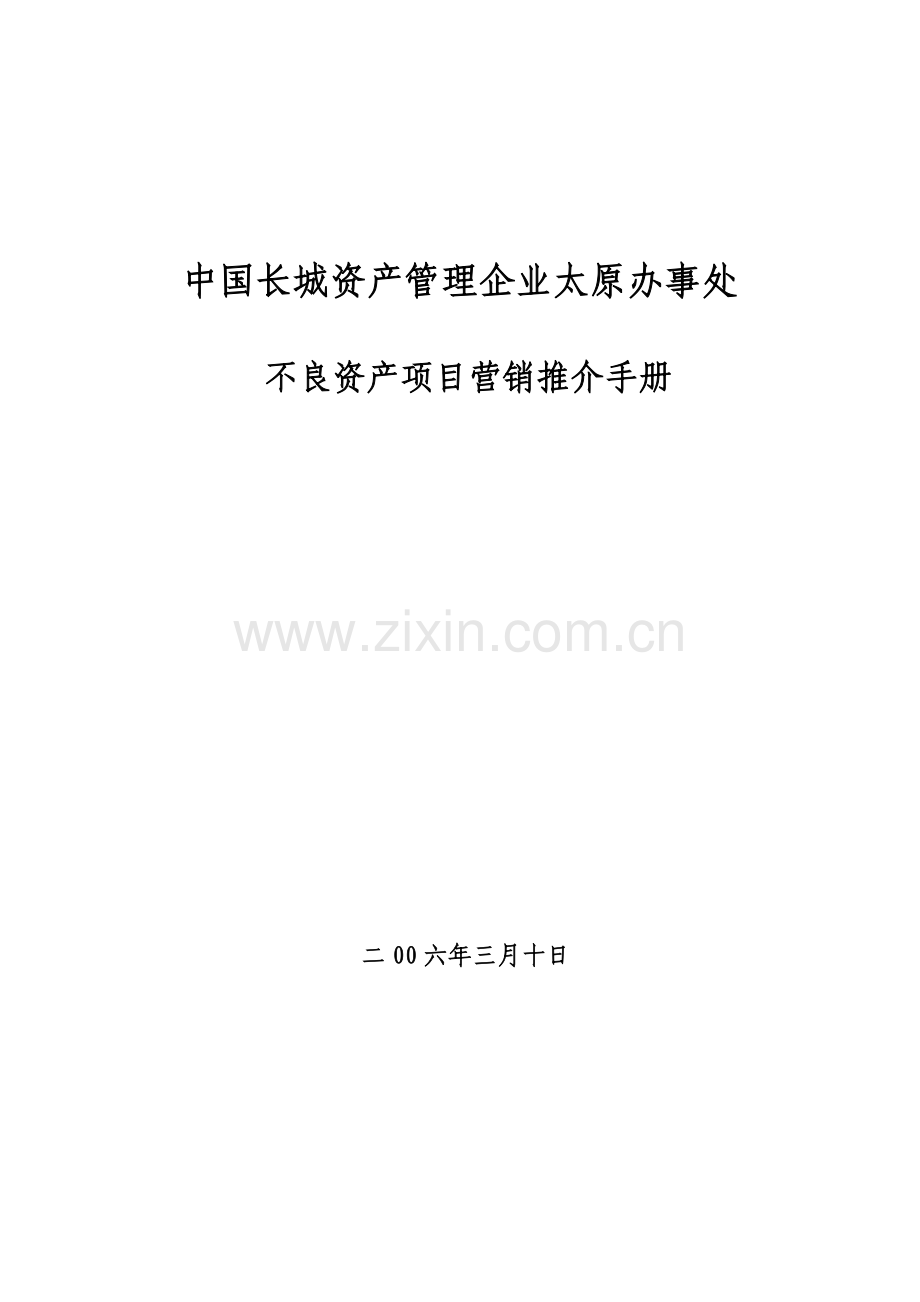 不良资产项目营销推介手册模板.doc_第1页
