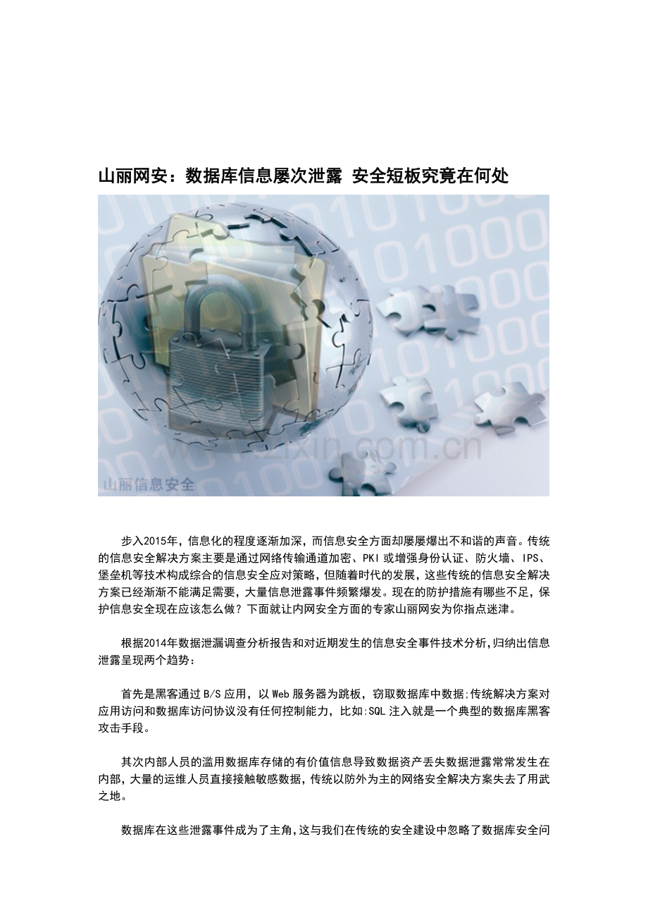 数据库信息屡次泄露-安全短板究竟在何处.doc_第1页