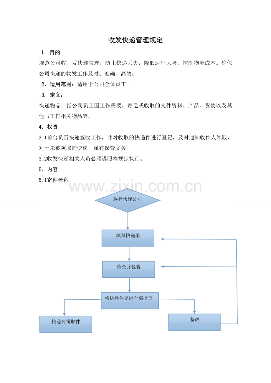 公司收发快递管理规定.doc_第1页