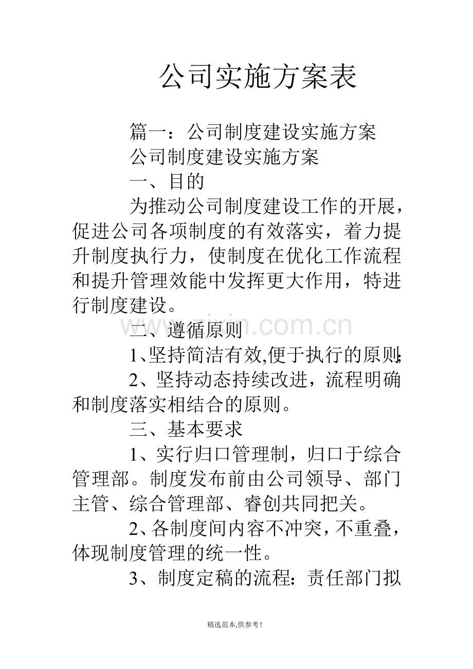 公司实施方案表.doc_第1页