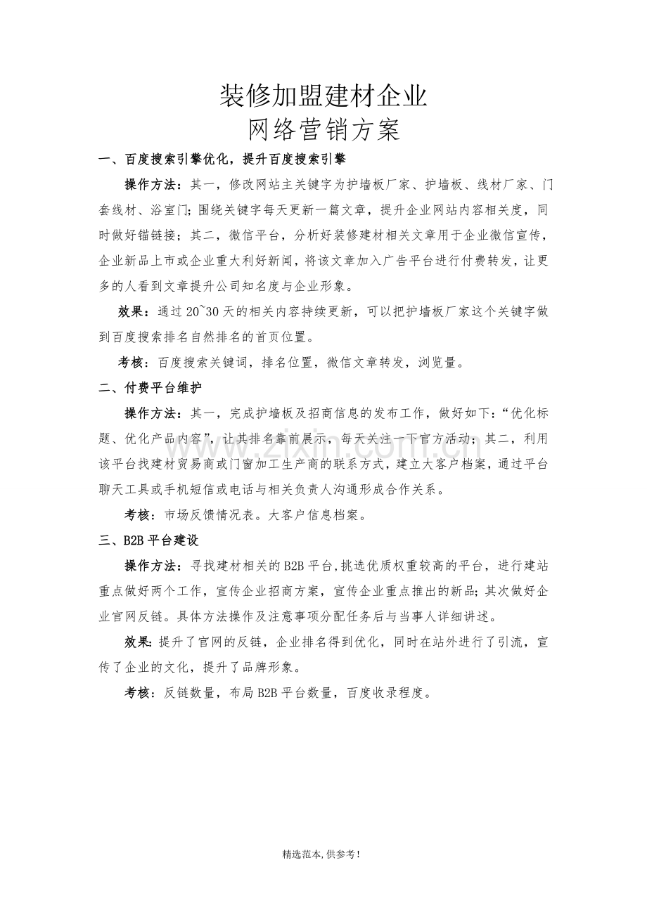 装饰招商加盟建材网络营销方案方案.doc_第1页
