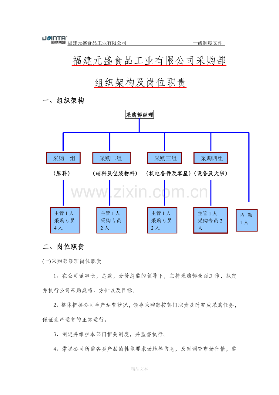 采购部组织价格图以及岗位职责1.doc_第1页