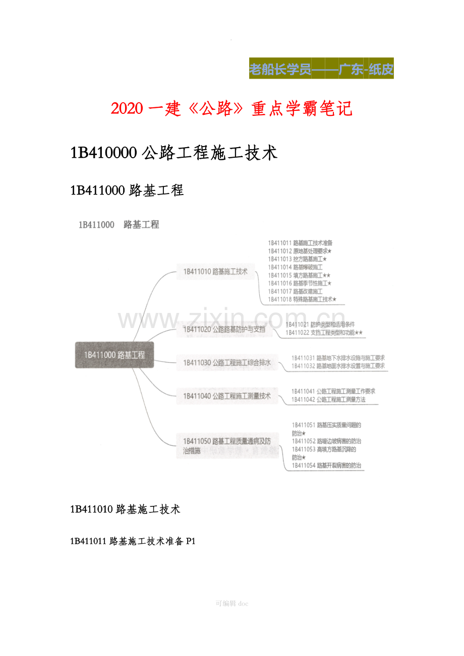 2020一建《公路》重点学霸笔记.docx_第1页