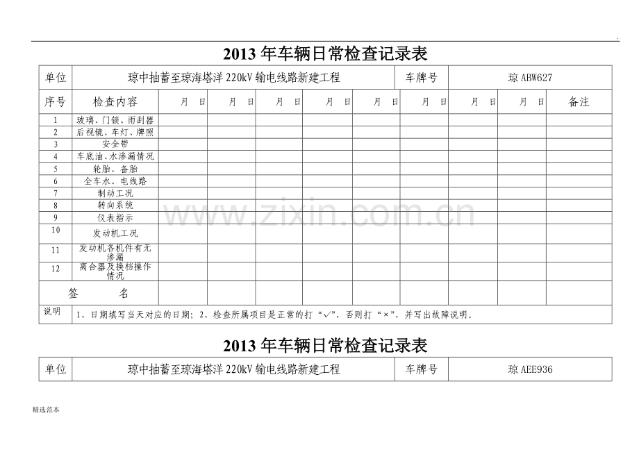 车辆日常检查记录表.doc_第1页