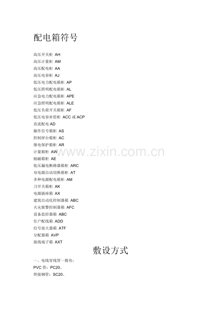 电气施工图字母符号一览表.doc_第1页