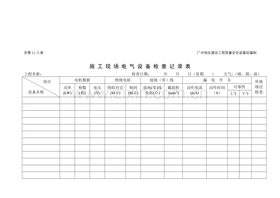 11-5—施工现场电气设备检查记录表.doc_第1页
