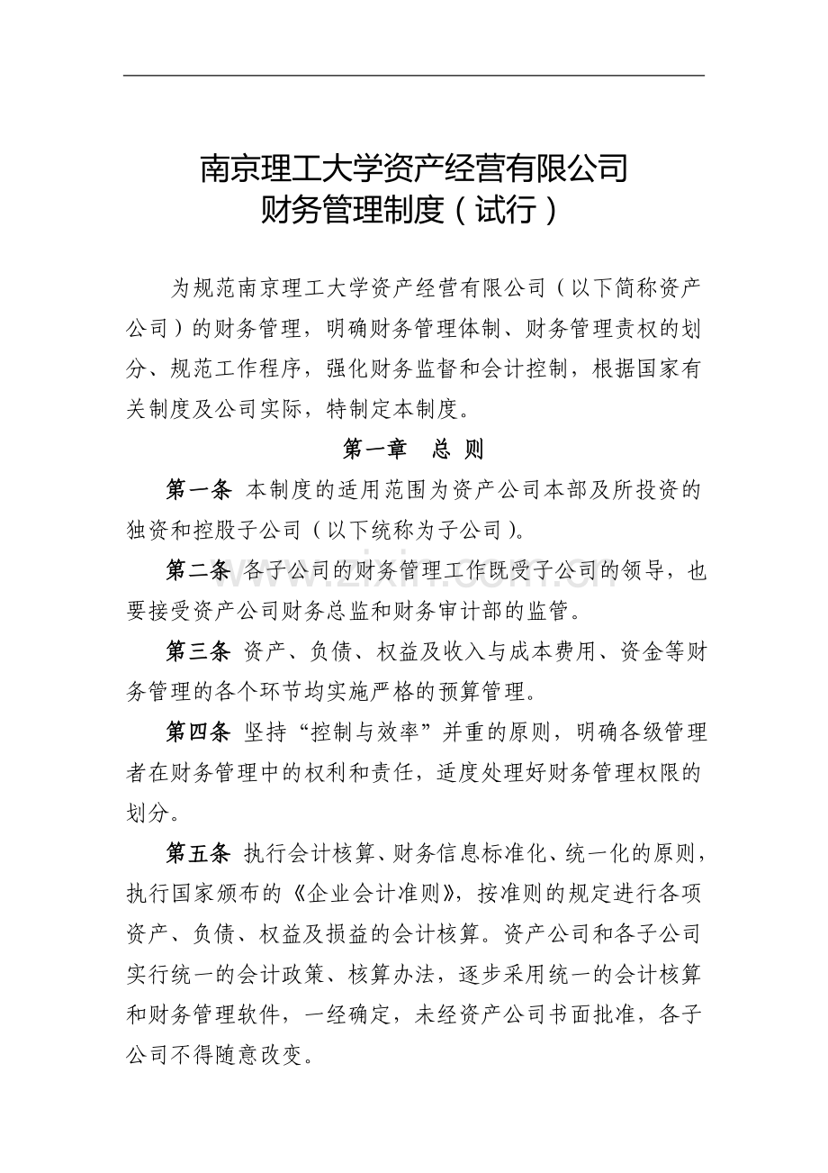 南京理工大学资产经营有限公司财务管理制度.doc_第1页