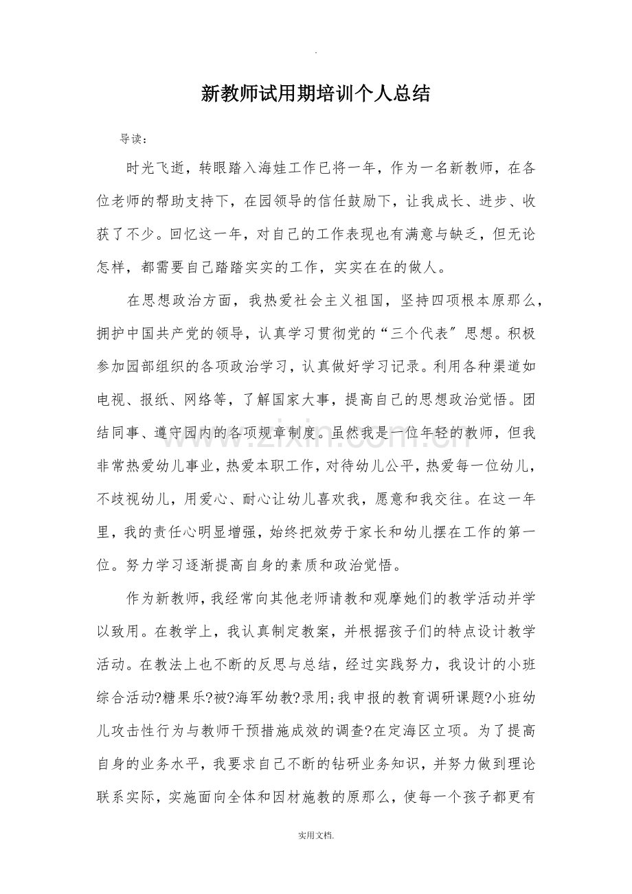 新教师试用期培训个人总结.doc_第1页