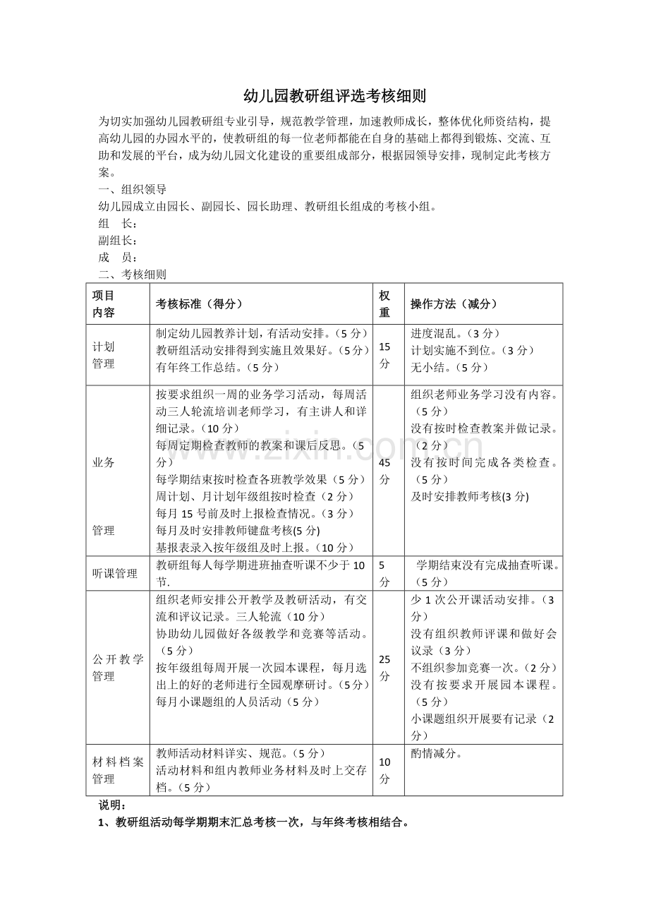 幼儿园教研组评选考核细则.docx_第1页