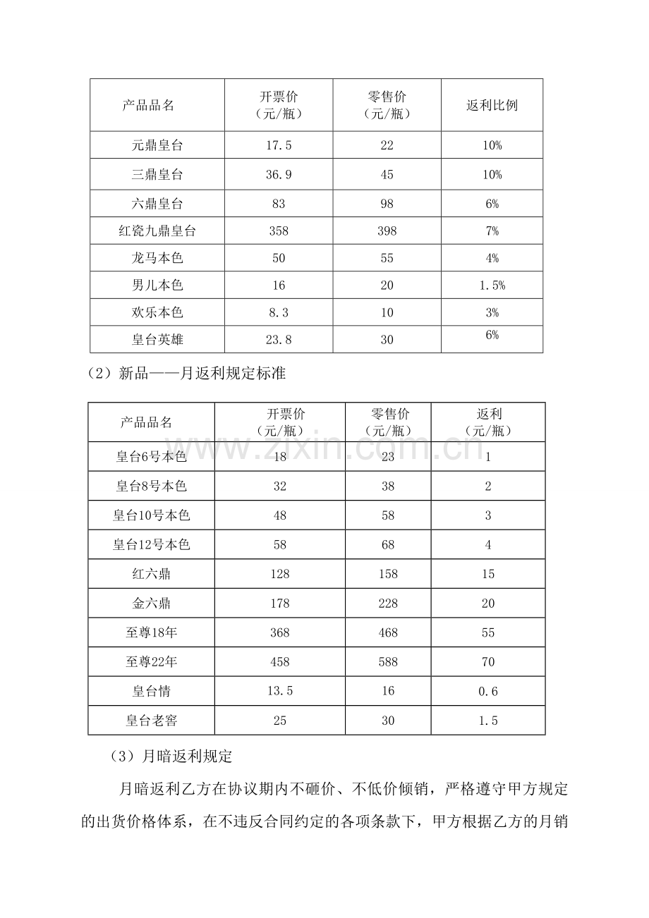 甘肃日新皇台酒销售有限公司产品经销协议书(分销二部诚信商贸有限责任公司60万2012).doc_第2页