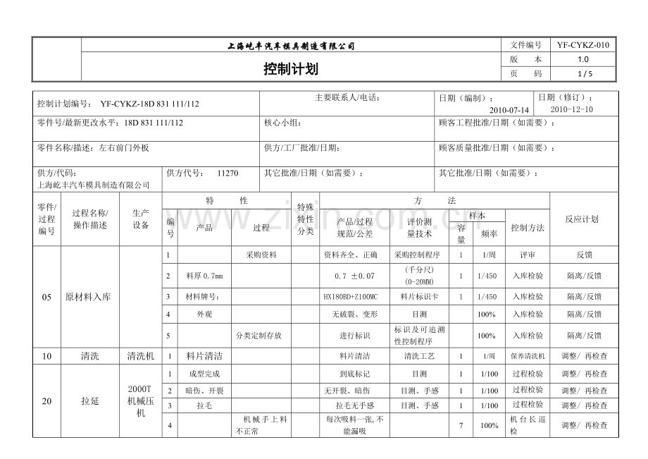 冲压件控制计划[1].doc_第1页
