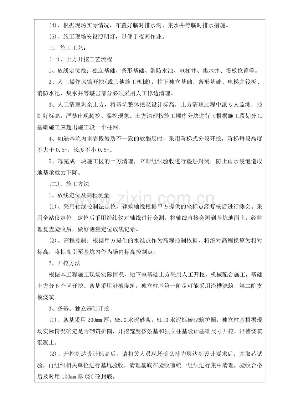 1-01、条基、独立柱基土方开挖施工技术交底记录.doc_第2页
