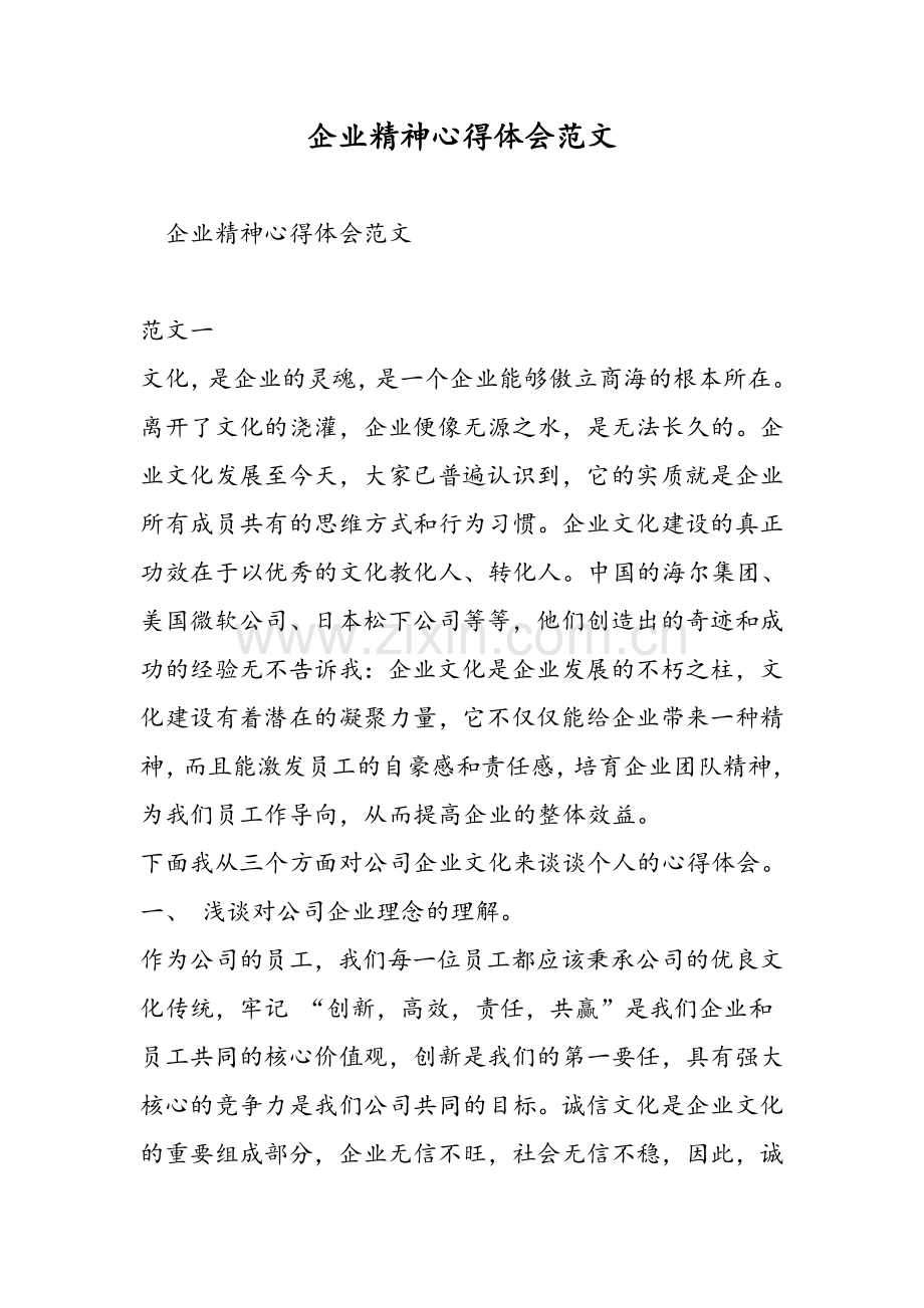 企业精神心得体会范文.doc_第1页