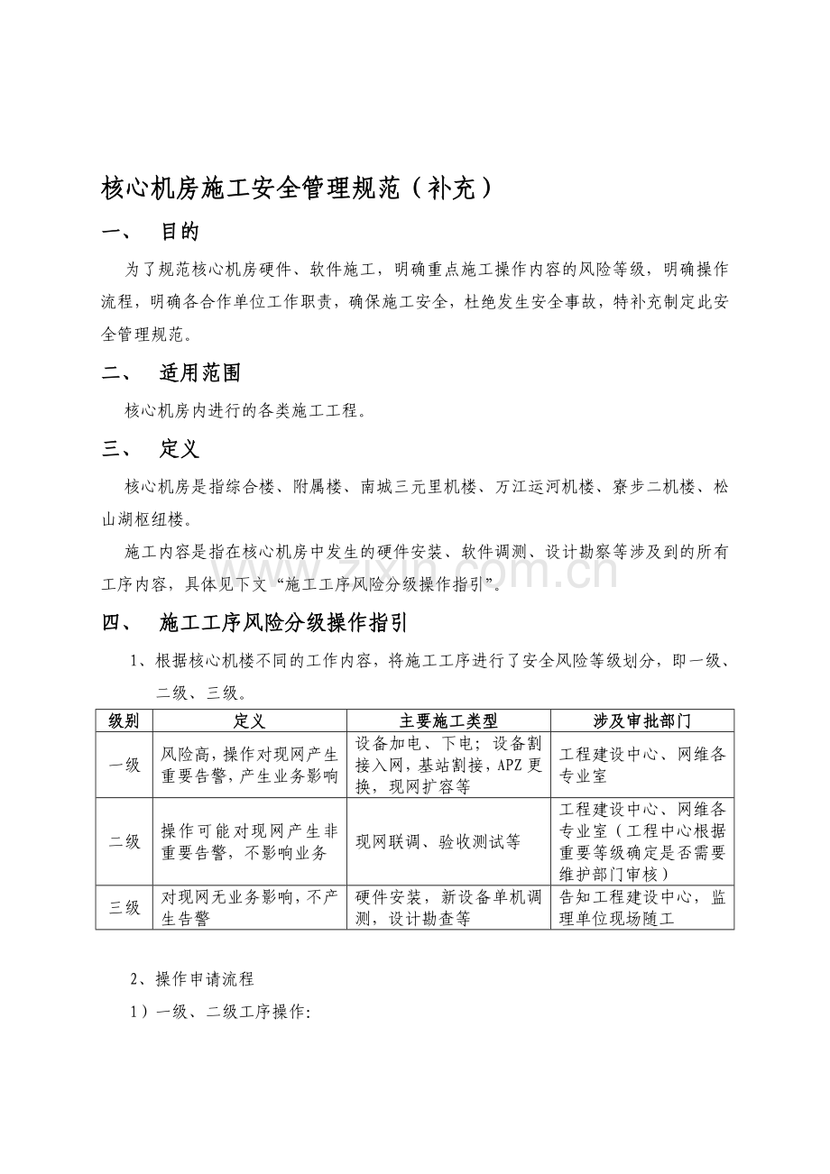 核心机房施工现场安全管理规范(补充).doc_第1页