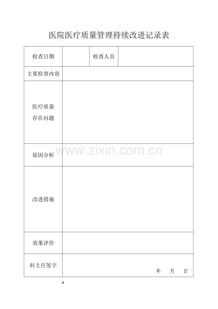 医院医疗质量管理持续改进记录表.doc_第1页