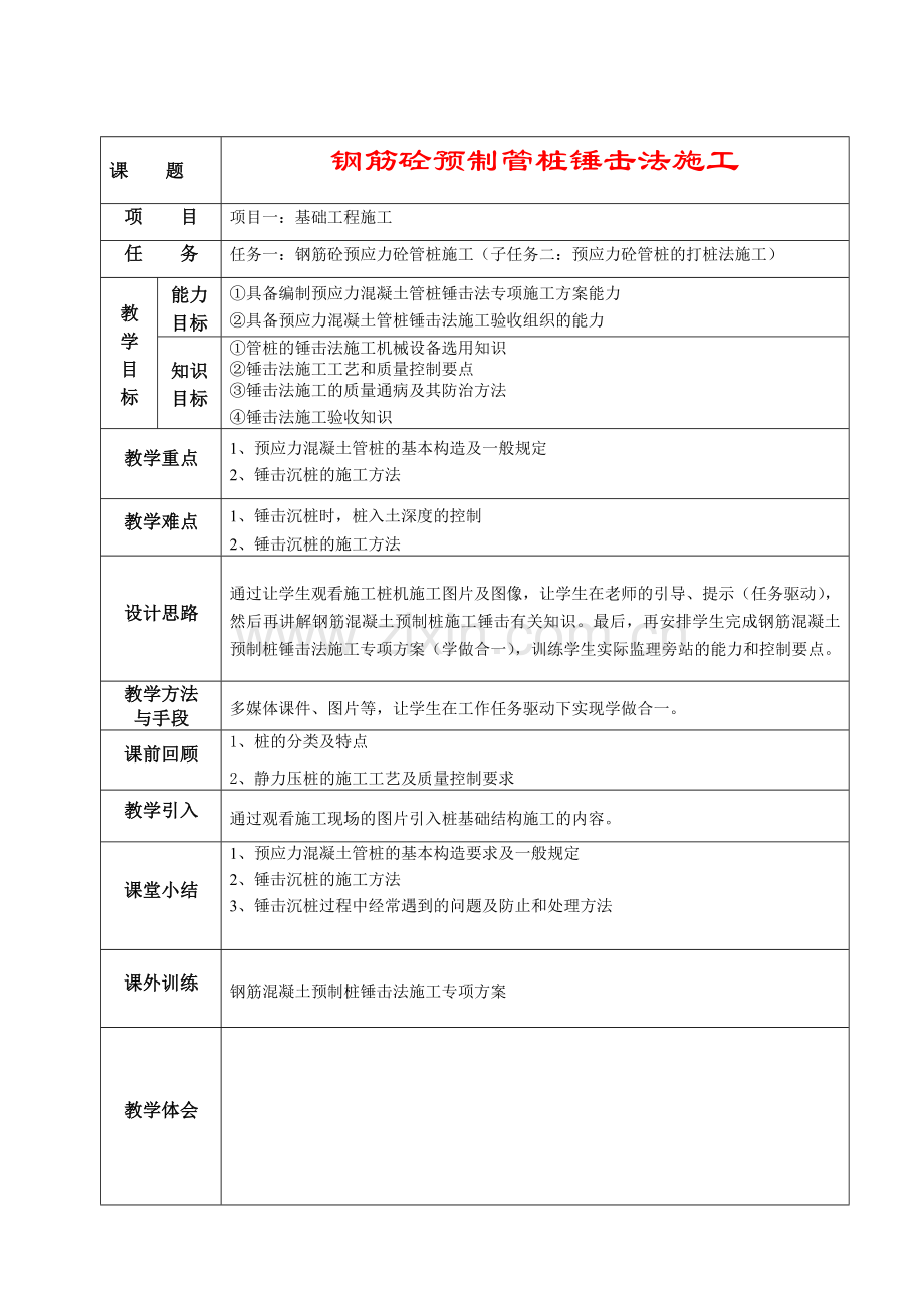 钢筋砼预制管桩锤击法施工.doc_第1页