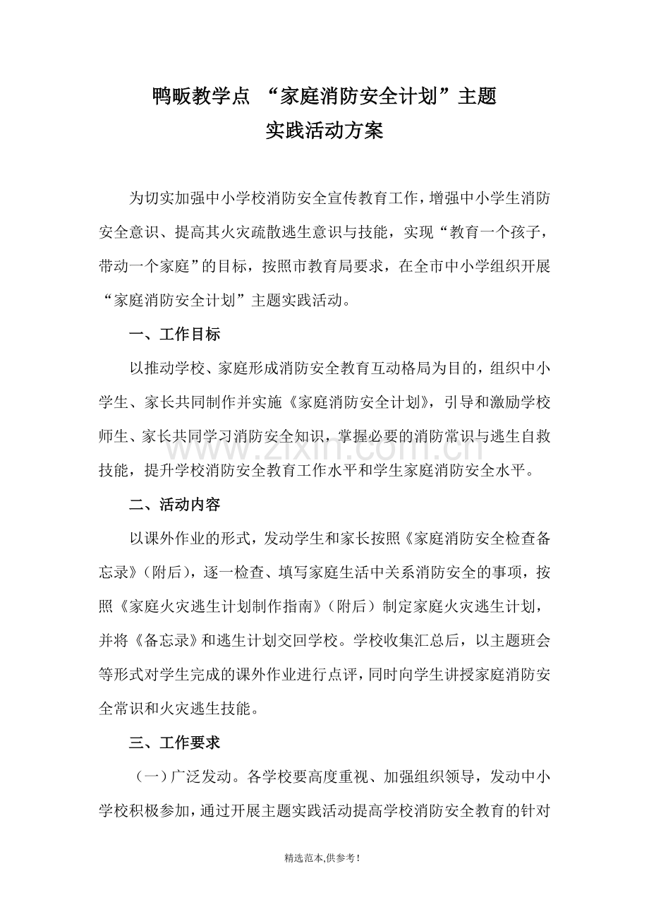 “家庭消防安全计划”主题实践活动方案.doc_第1页
