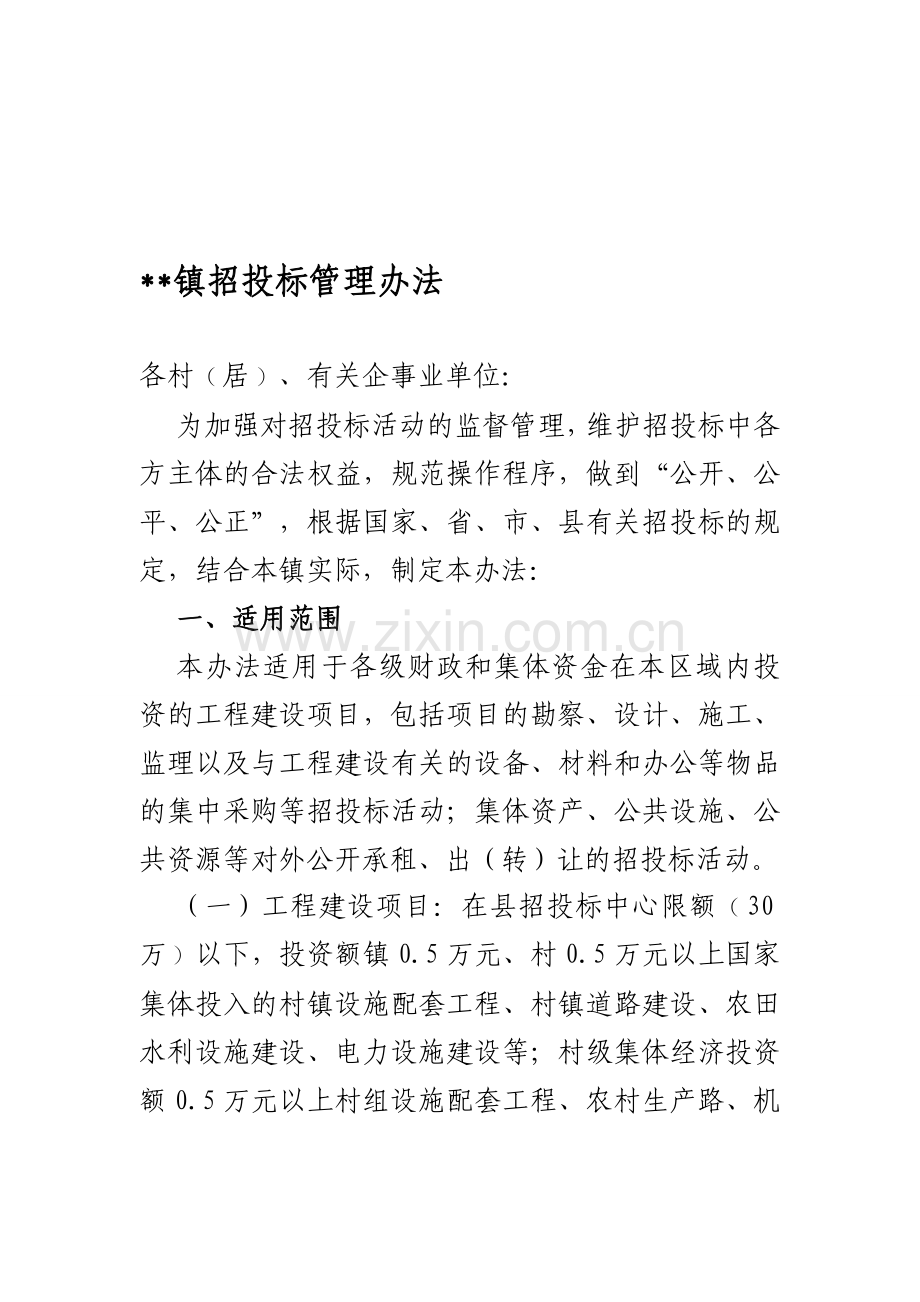 乡镇招投标管理办法.doc_第1页
