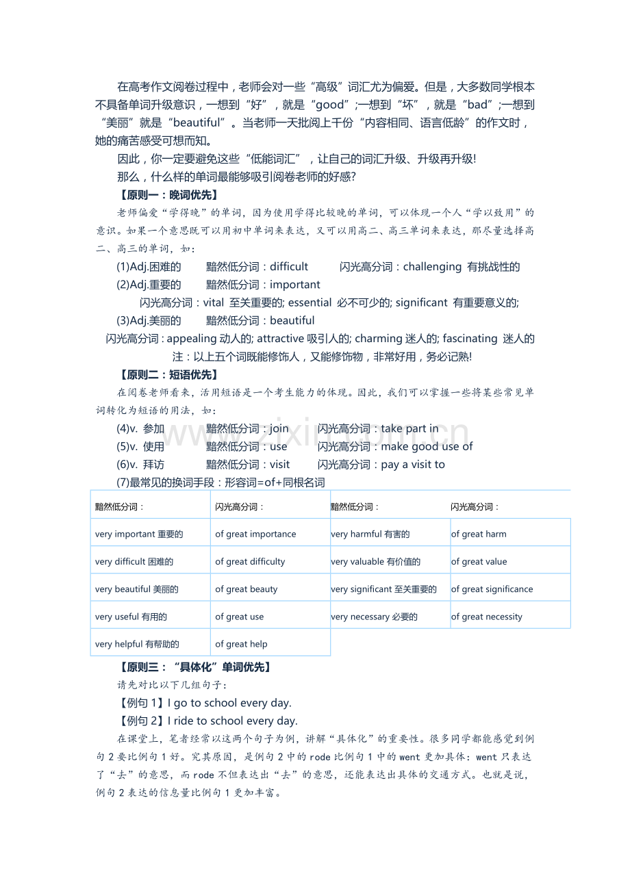 高考英语作文高分秘诀之高级词汇替换-免费版.doc_第1页