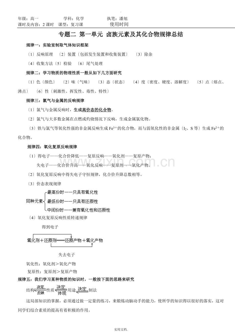 卤族元素及其化合物规律总结.doc_第1页