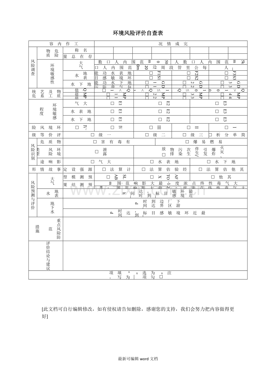 环境风险评价自查表.doc_第1页