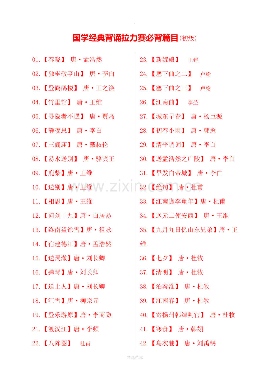 小学国学经典必背篇目(初级).doc_第1页