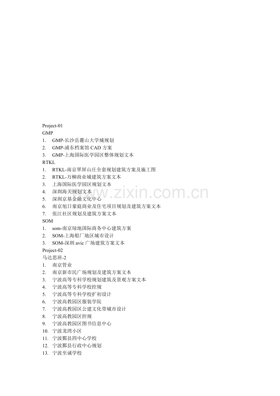 建筑设计-1.国内外著名设计院建筑规划方案施工图纸大全——目录.doc_第1页
