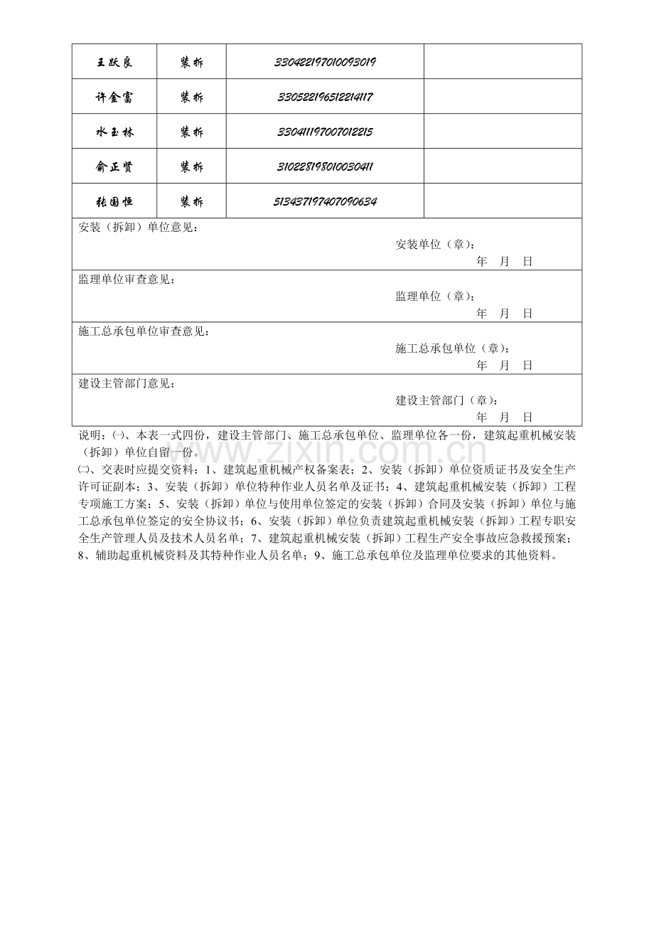 起重机械设备安装、拆卸告知表.doc_第2页