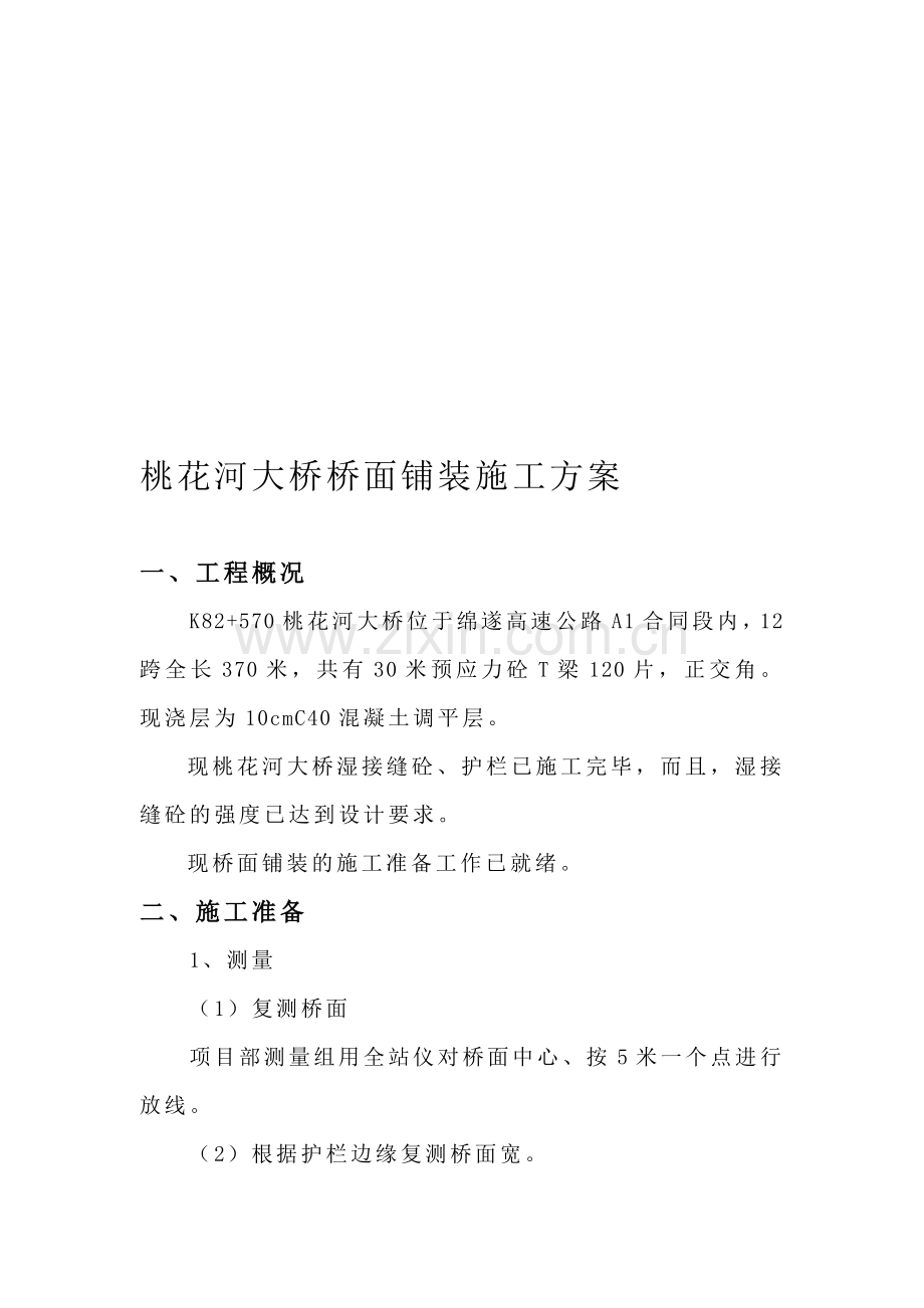 桃花河大桥桥面铺装施工方案.doc_第1页