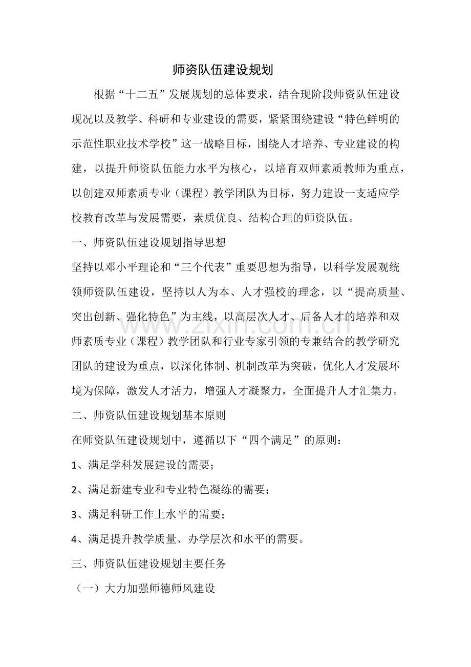 师资队伍建设规划.docx_第1页