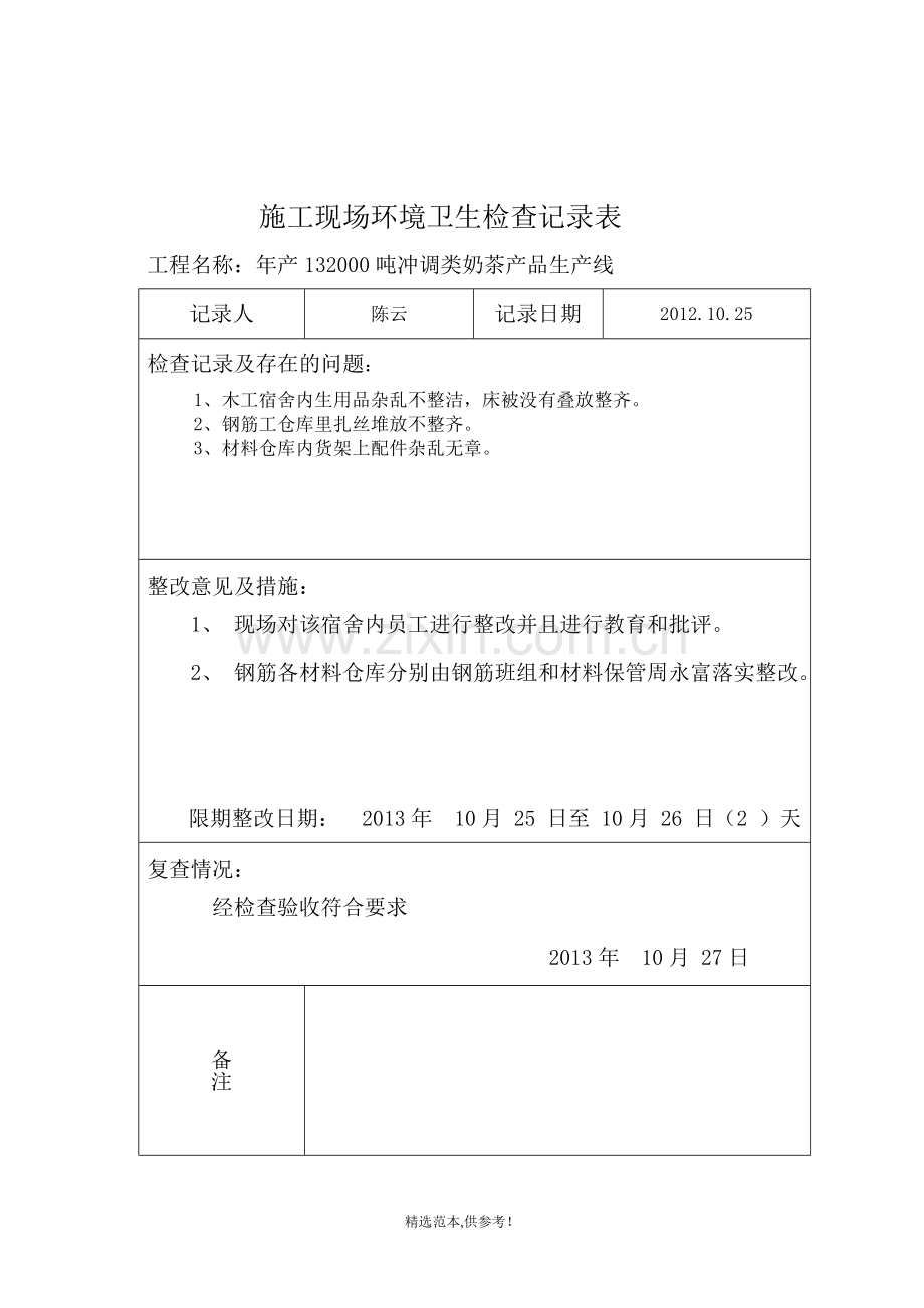 施工现场环境卫生检查记录表.doc_第2页