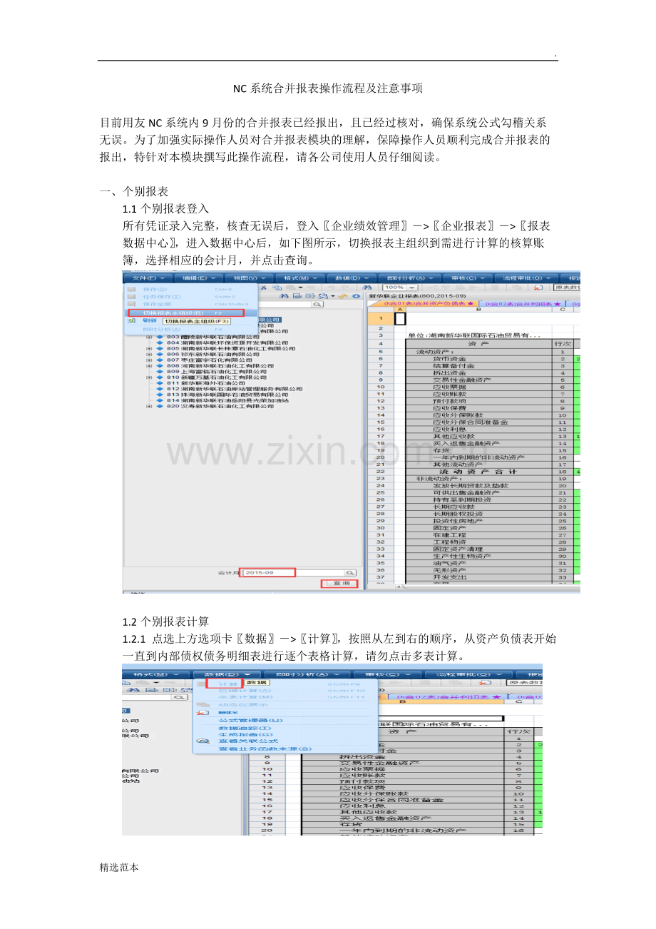 NC系统合并报表操作流程及注意事项.doc_第1页